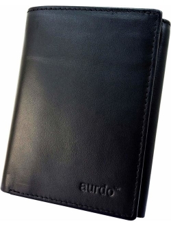 AurDo Men's RFID Blocking Extra Capacity Multi Card Trifold Wallet With ID Window