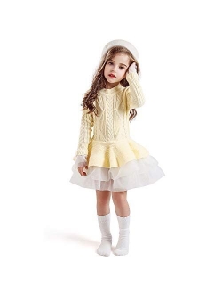 TTYAOVO Little Girls Long Sleeves Casual Birthday Dress with Tutu Skirt