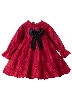 TTYAOVO Little Girls Long Sleeves Casual Birthday Dress with Tutu Skirt