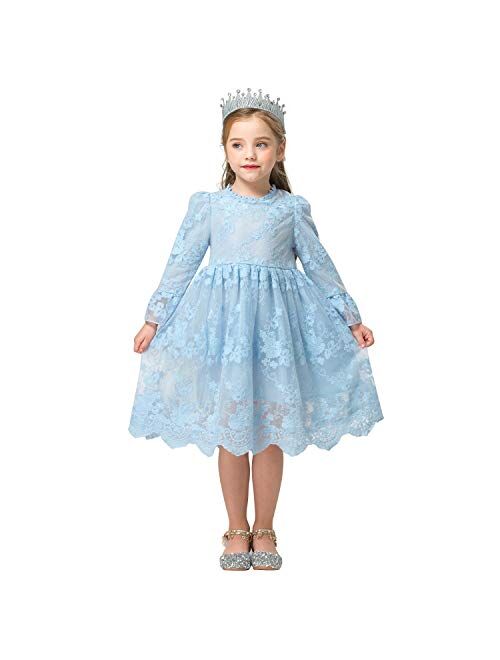 TTYAOVO Little Girls Long Sleeves Casual Birthday Dress with Tutu Skirt