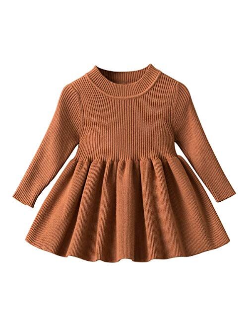 TTYAOVO Little Girls Long Sleeves Casual Birthday Dress with Tutu Skirt