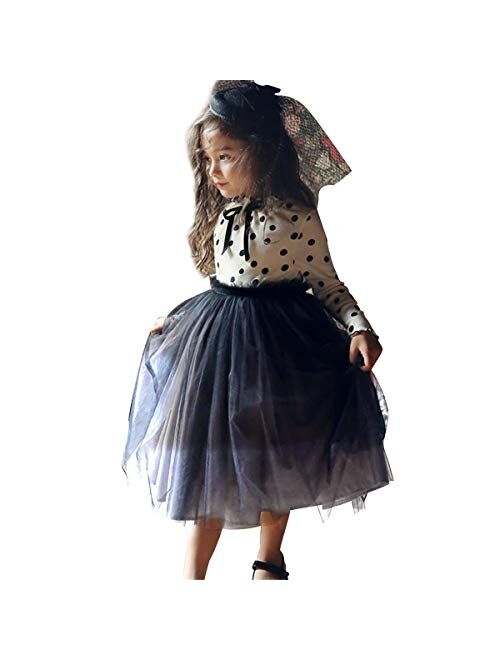 TTYAOVO Little Girls Long Sleeves Casual Birthday Dress with Tutu Skirt