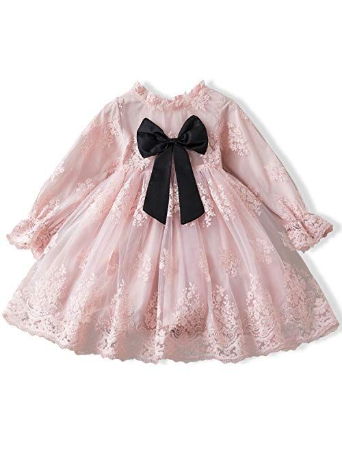 TTYAOVO Little Girls Long Sleeves Casual Birthday Dress with Tutu Skirt