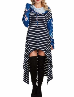 Xuan2Xuan3 Women Pullover Hoodies Sweatshirt Long Sleeve Oversize Top Shirt Dress