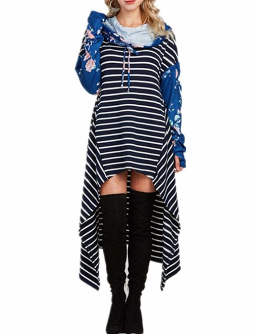 Xuan2Xuan3 Women Pullover Hoodies Sweatshirt Long Sleeve Oversize Top Shirt Dress