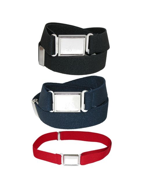 CTM Kids' Elastic Adjustable Belt with Magnetic Buckle (Pack of 3 Colors)