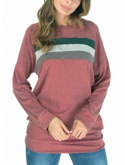 She's Style Women's Cotton Knitted Long Sleeve Loose Casual Pullover Tunic Sweatshirt Tops