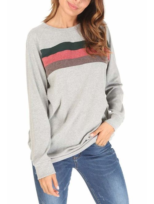 She's Style Women's Cotton Knitted Long Sleeve Loose Casual Pullover Tunic Sweatshirt Tops