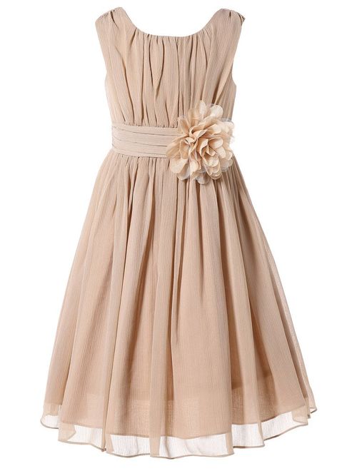 Bow Dream Junior Bridesmaids Little Girls Elegant Ruffle Chiffon Summer Flowers Girls Dresses