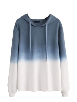 Women's Long Sleeve Hoodie Sweatshirt Colorblock Tie Dye Print Tops