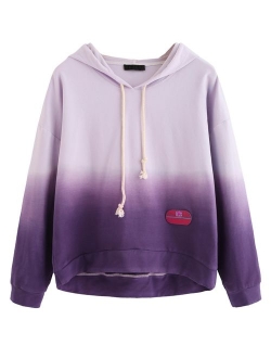 Women's Long Sleeve Hoodie Sweatshirt Colorblock Tie Dye Print Tops