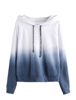 Women's Long Sleeve Hoodie Sweatshirt Colorblock Tie Dye Print Tops