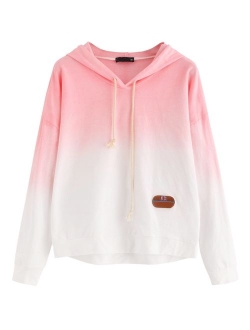 Women's Long Sleeve Hoodie Sweatshirt Colorblock Tie Dye Print Tops