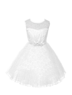 JM DREAMLINE Lovely Tulle Pleated Lace Flower Girl Dress