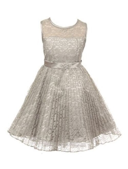 JM DREAMLINE Lovely Tulle Pleated Lace Flower Girl Dress