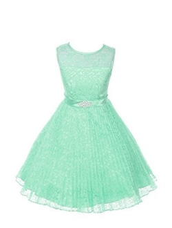 JM DREAMLINE Lovely Tulle Pleated Lace Flower Girl Dress