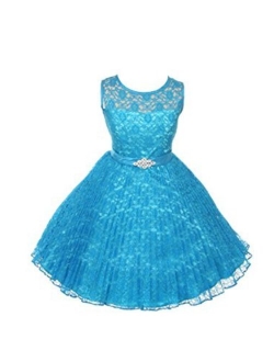 JM DREAMLINE Lovely Tulle Pleated Lace Flower Girl Dress