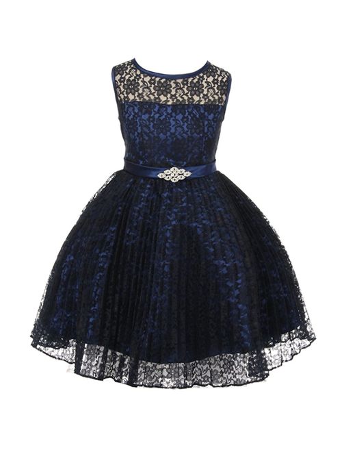 JM DREAMLINE Lovely Tulle Pleated Lace Flower Girl Dress