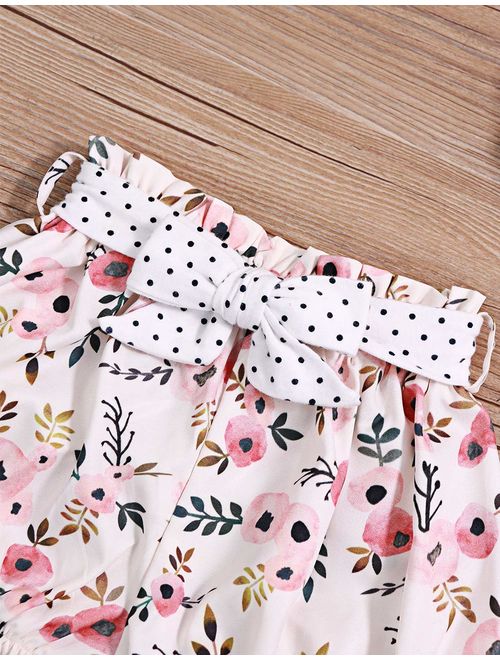 Toddler Kids Little Girl Summer Clothes Floral T-Shirt Top+ Denim Shorts Outfits Set