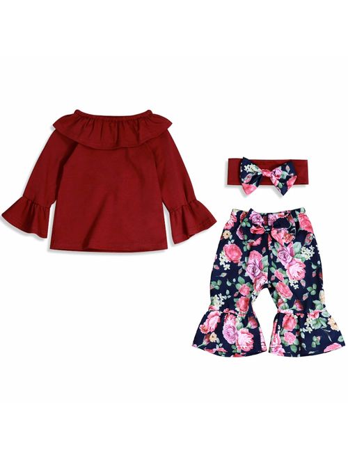 Toddler Kids Little Girl Summer Clothes Floral T-Shirt Top+ Denim Shorts Outfits Set