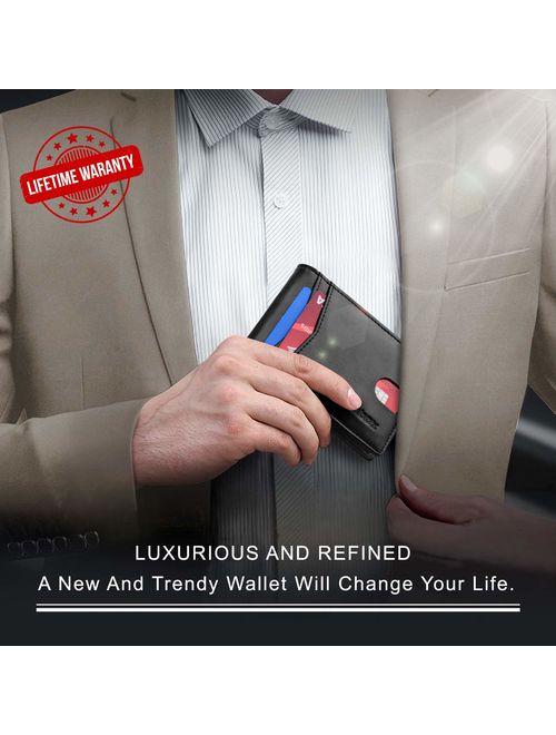 Slim Wallets for Men with RFID Blocking & Minimalist Mens Front Pocket Wallet Leather