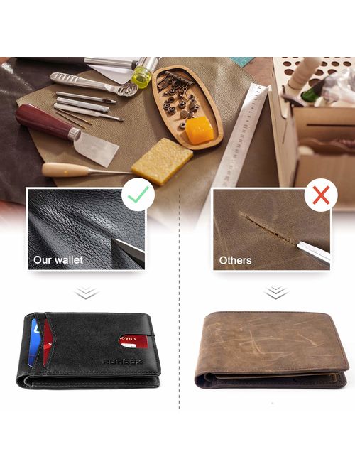 Slim Wallets for Men with RFID Blocking & Minimalist Mens Front Pocket Wallet Leather