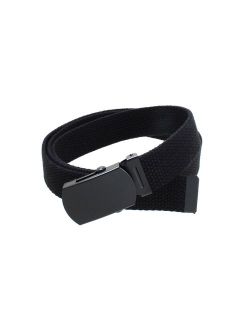 Kids Canvas Web Belt Flat Black Buckle/Tip Solid Color 44" Long 1" Wide