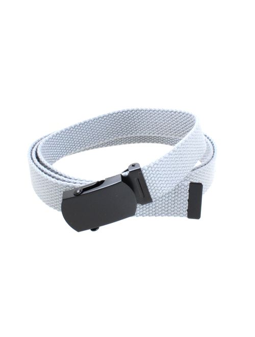 Kids Canvas Web Belt Flat Black Buckle/Tip Solid Color 44" Long 1" Wide