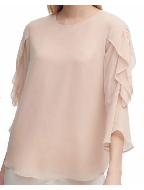 Calvin Klein Women's Ruffle Sleeve Blouse