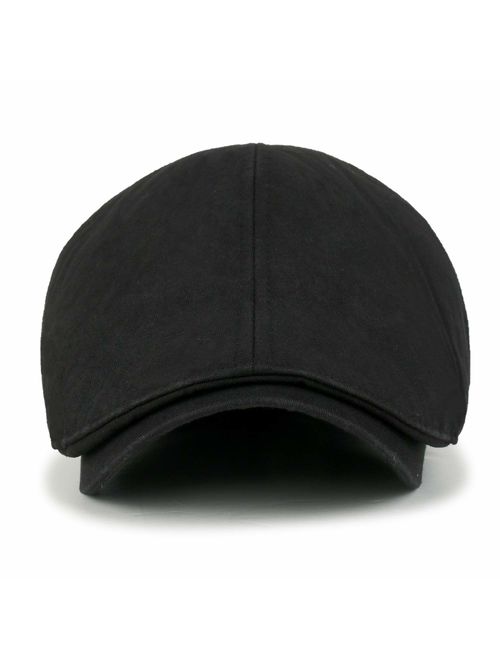 ililily Washed Cotton Flat Cap Cabbie Hat Gatsby Ivy Irish Hunting Newsboy Stretch Big Hat