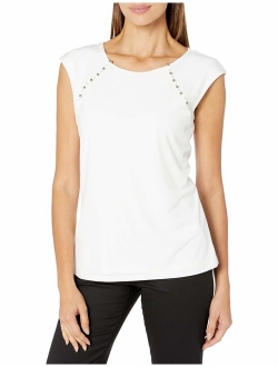 Women's Sleeveless Top with Pearl Detail