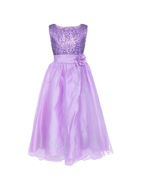 YiZYiF Kids Girl's Lace Sequined Wedding Bridesmaid Formal Birthday Party Flower Girl Dress