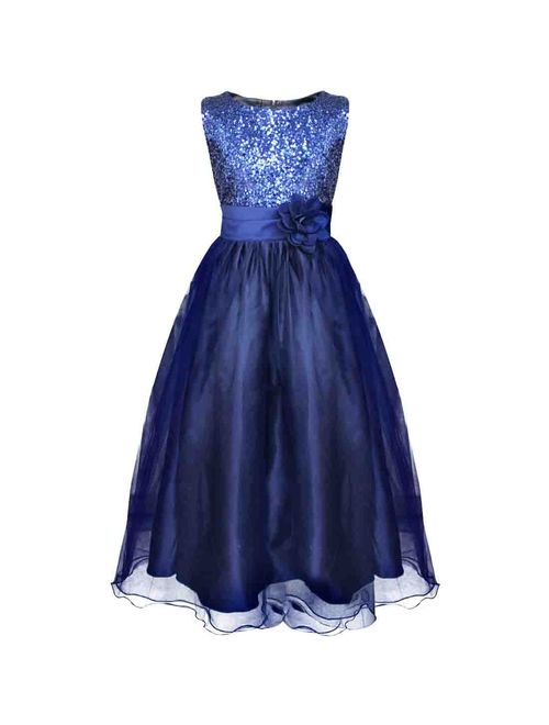 YiZYiF Kids Girl's Lace Sequined Wedding Bridesmaid Formal Birthday Party Flower Girl Dress