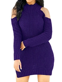 Women Bodycon Ribbed Sweater Dress Sexy Off Shoulder Long Sleeve Maxi Knit Stretchy Pullover Dresses Slim Fit