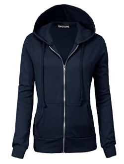 Women's Active Casual Zip Up Hoodie Jacket, Lightweight Thin Junior Plus Sweater
