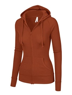 Women's Active Casual Zip Up Hoodie Jacket, Lightweight Thin Junior Plus Sweater