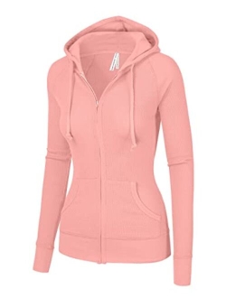 Women's Active Casual Zip Up Hoodie Jacket, Lightweight Thin Junior Plus Sweater