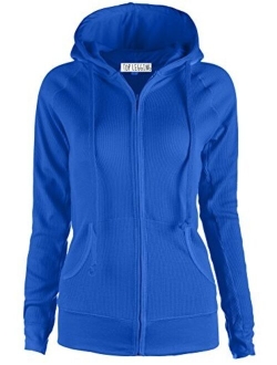 Women's Active Casual Zip Up Hoodie Jacket, Lightweight Thin Junior Plus Sweater