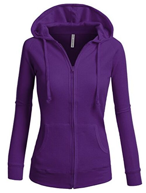 Women's Active Casual Zip Up Hoodie Jacket, Lightweight Thin Junior Plus Sweater