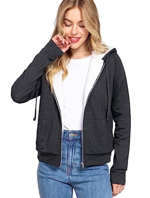 Women's Active Casual Zip Up Hoodie Jacket, Lightweight Thin Junior Plus Sweater