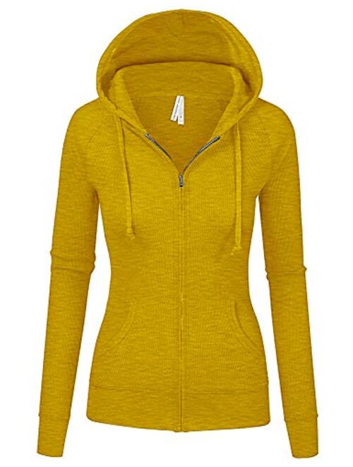 Women's Active Casual Zip Up Hoodie Jacket, Lightweight Thin Junior Plus Sweater