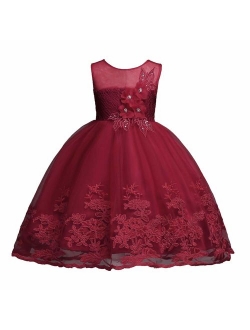 1-12 Years Girls Dress Sequin Lace Wedding Party Flower Dress