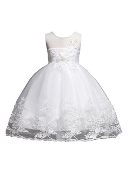 1-12 Years Girls Dress Sequin Lace Wedding Party Flower Dress