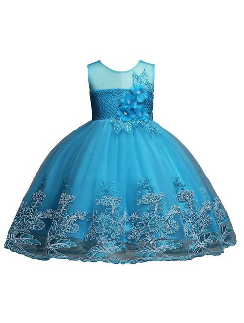 1-12 Years Girls Dress Sequin Lace Wedding Party Flower Dress