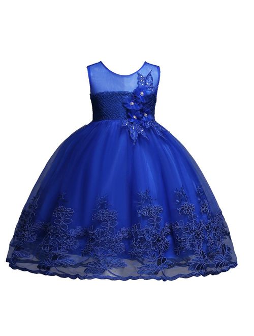 1-12 Years Girls Dress Sequin Lace Wedding Party Flower Dress