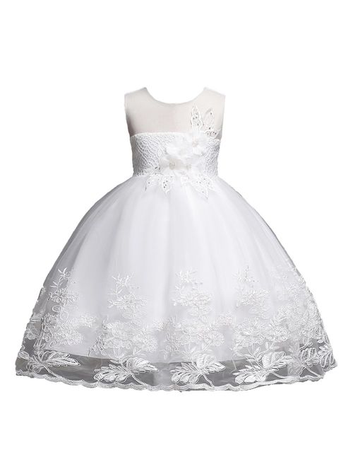 1-12 Years Girls Dress Sequin Lace Wedding Party Flower Dress