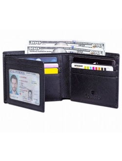 Men's Bifold Wallet - RFID Blocking Cowhide Leather Vintage Travel Wallet