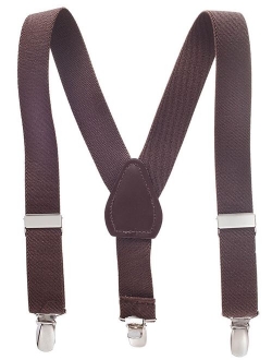 Suspenders for kids Toddler boys Genuine Leather Trim Metal Clip Braces