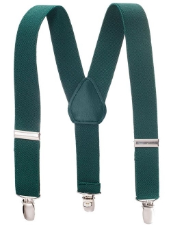 Suspenders for kids Toddler boys Genuine Leather Trim Metal Clip Braces