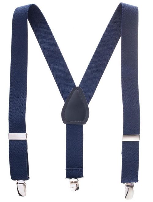 Hold'Em Suspenders for kids Toddler boys Genuine Leather Trim Metal Clip Braces